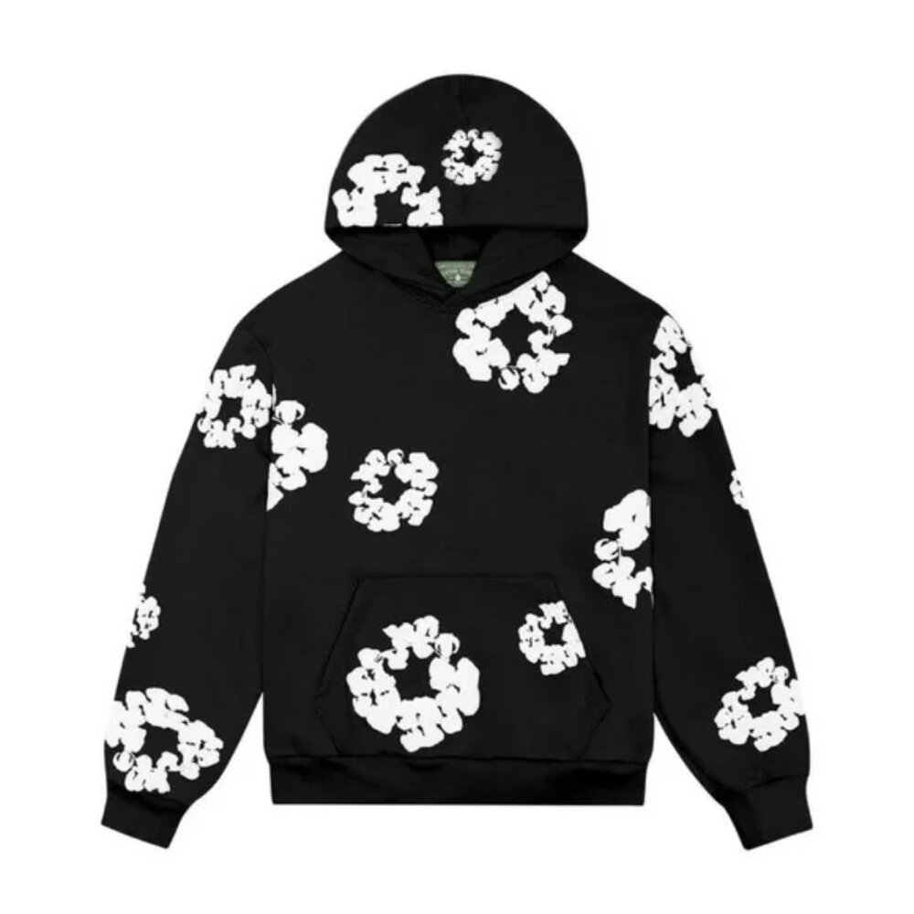 🌹🌹Denim Tears The Cotton Wreath Hoodie Sweatshirt Black❤️❤️❤️ - Picture 1 of 5